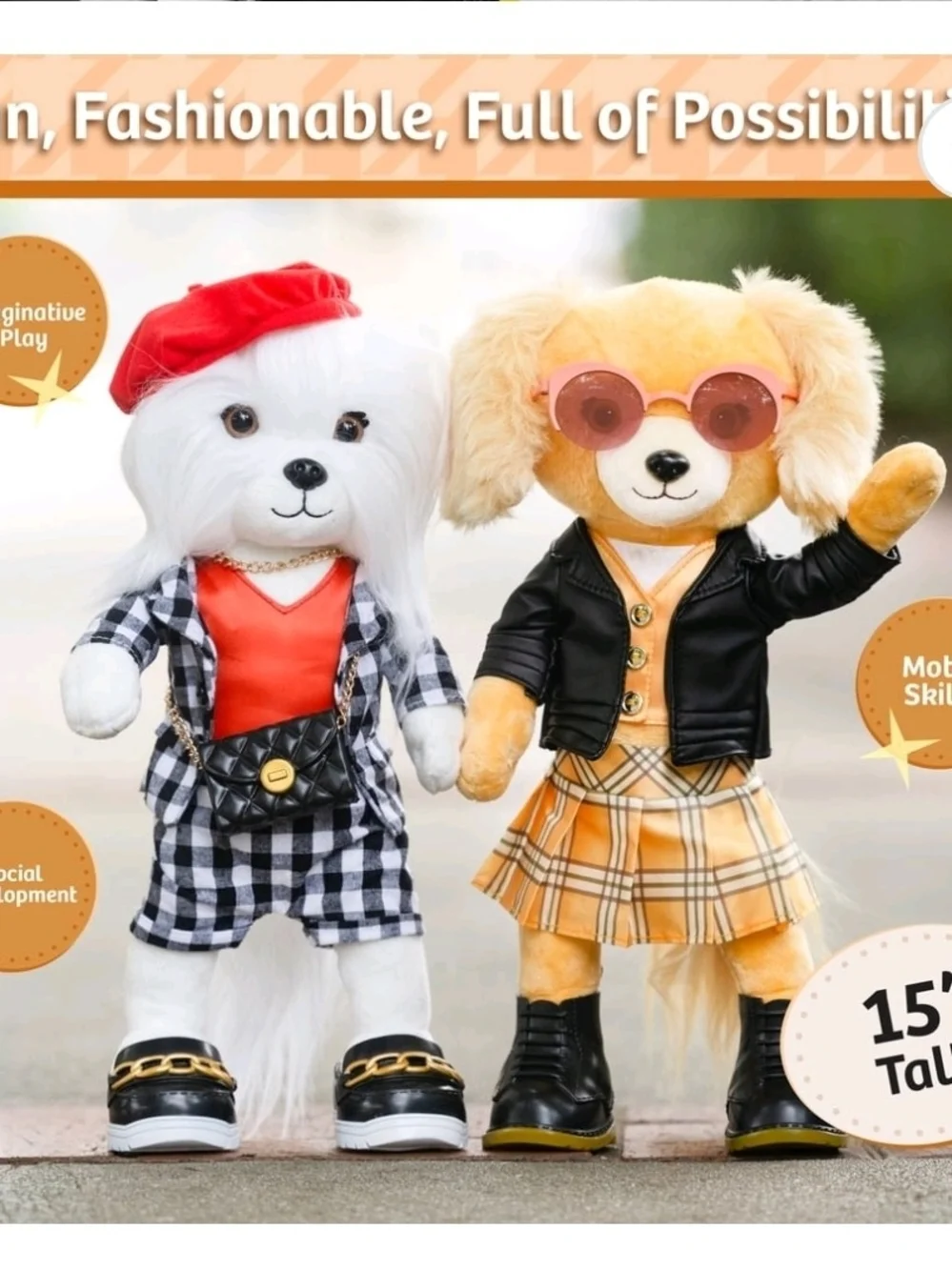 Woof & Co 15-inch Fashion Doll – Lily The Poseable Plush Shih Tzu with Removable